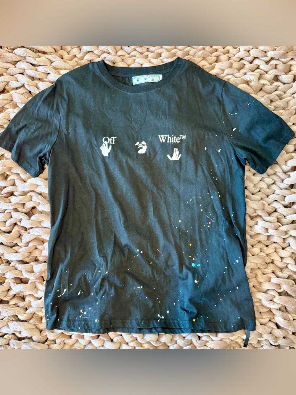 Off-White Vintage Paint-Splatter Short Sleeve Tee (2013), New
